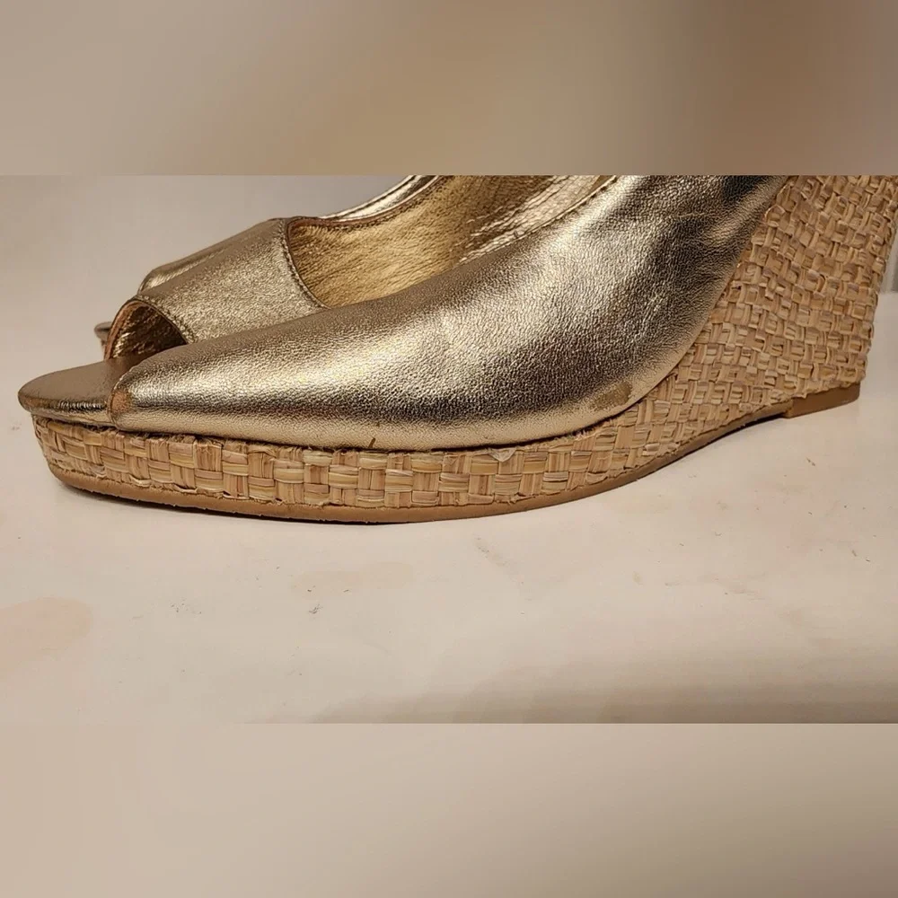 Lilly Pulitzer Kristen Wedge Sandals Women’s Metallic Gold Size 10